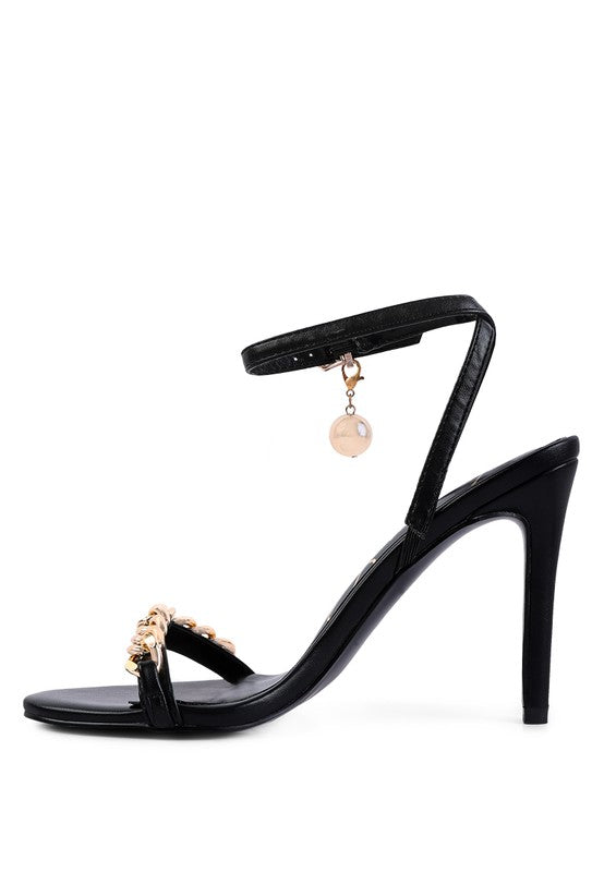 Mooning High Heeled Metal Chain Strap Sandals - lolaluxeshop