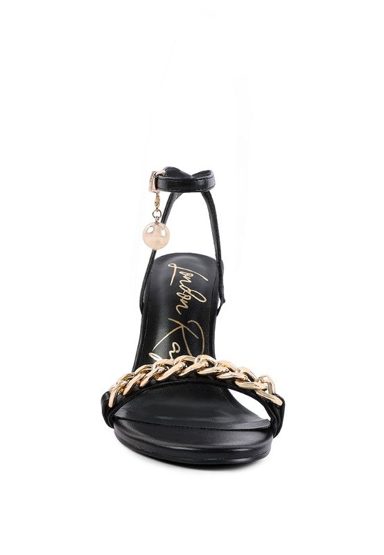 Mooning High Heeled Metal Chain Strap Sandals - lolaluxeshop