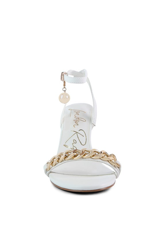 Mooning High Heeled Metal Chain Strap Sandals - lolaluxeshop