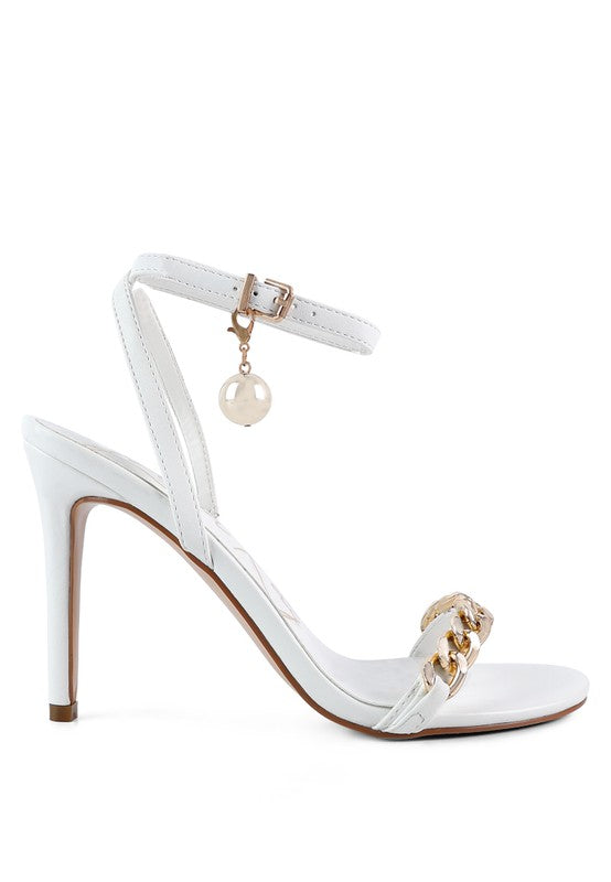 Mooning High Heeled Metal Chain Strap Sandals - lolaluxeshop