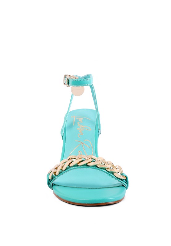 Mooning High Heeled Metal Chain Strap Sandals - lolaluxeshop