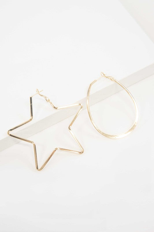 2D Shapes Asymmetrical Hoop Earrings - LOLA LUXE