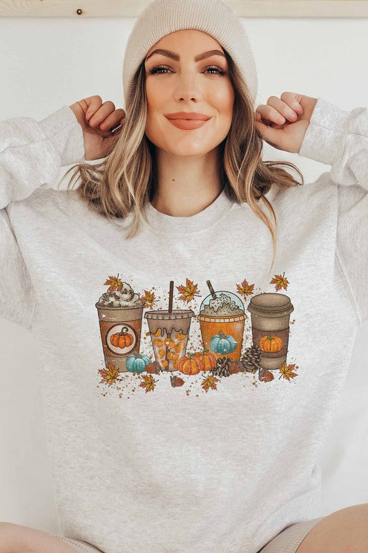 FALL PUMPKIN SPICE LATTE GRAPHIC SWEATSHIRT - LOLA LUXE