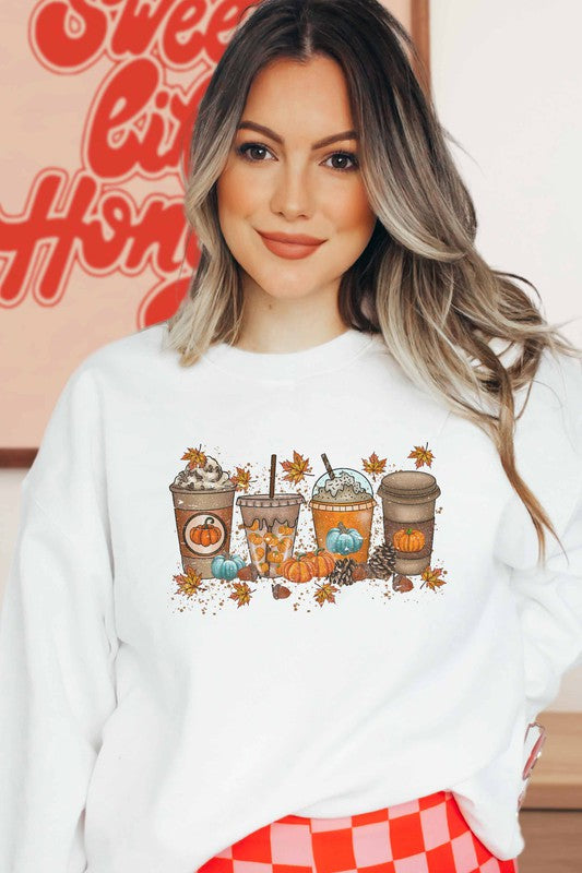 FALL PUMPKIN SPICE LATTE GRAPHIC SWEATSHIRT - LOLA LUXE