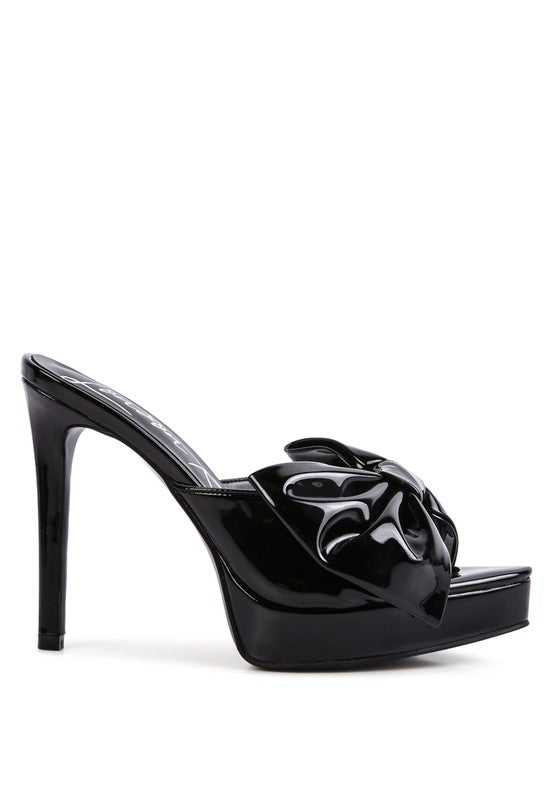 My Time Patent Pu Bow Detail High Heeled Sandal - lolaluxeshop