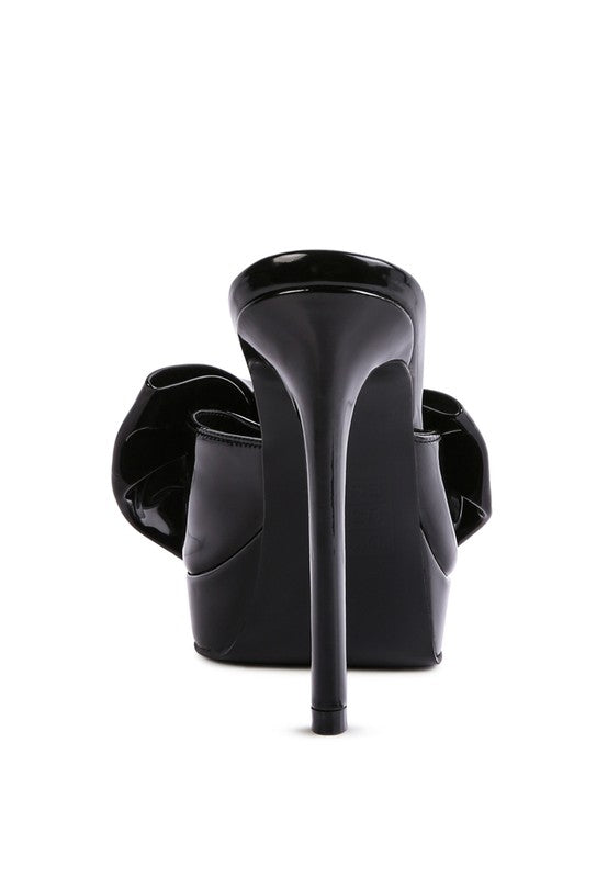 My Time Patent Pu Bow Detail High Heeled Sandal - lolaluxeshop