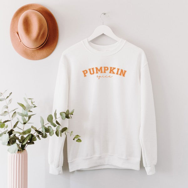 Curved Pumpkin Spice Graphic Sweatshirt - LOLA LUXE