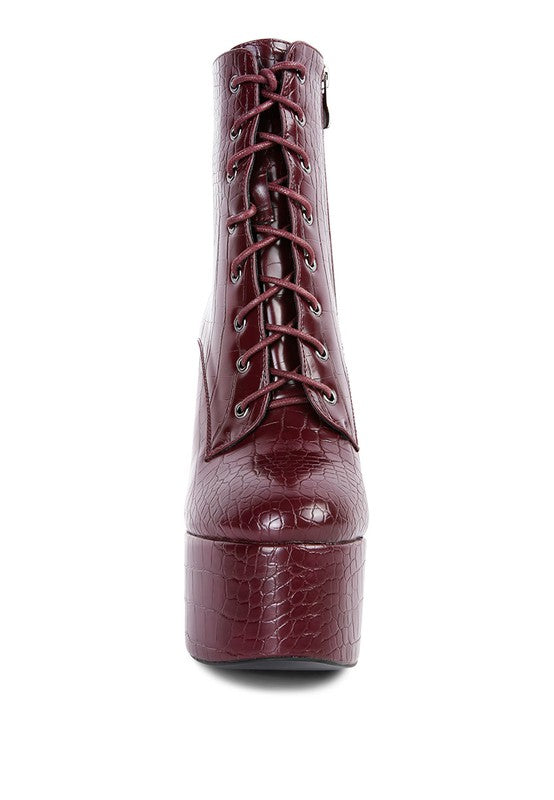 Magdalene Croc High Block Heeled Boot - lolaluxeshop