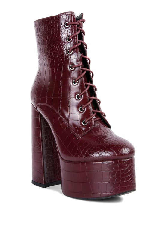 Magdalene Croc High Block Heeled Boot - lolaluxeshop