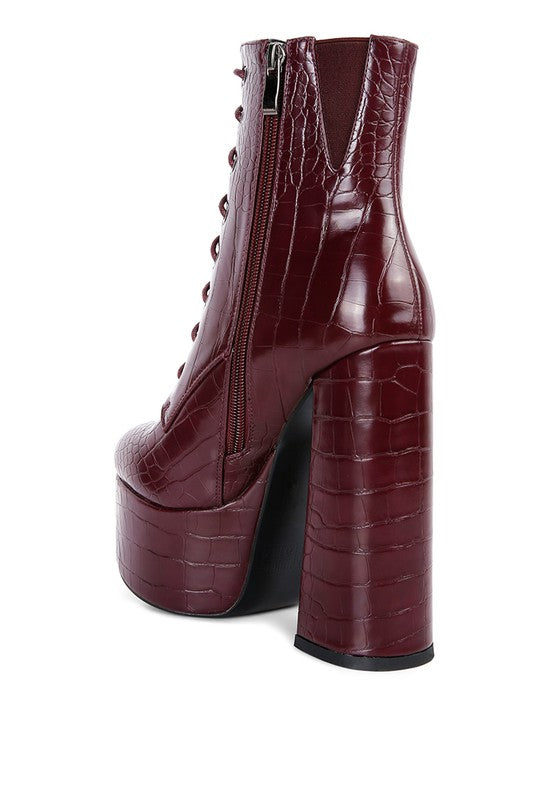 Magdalene Croc High Block Heeled Boot - lolaluxeshop