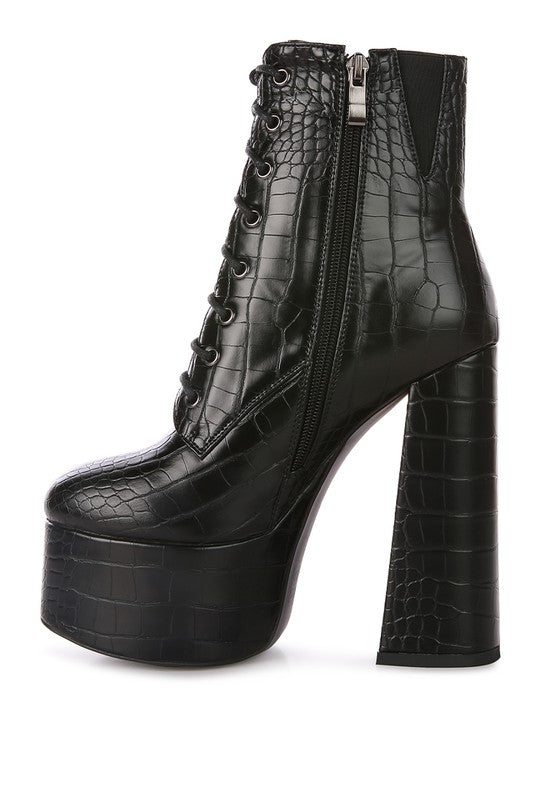 Magdalene Croc High Block Heeled Boot - lolaluxeshop