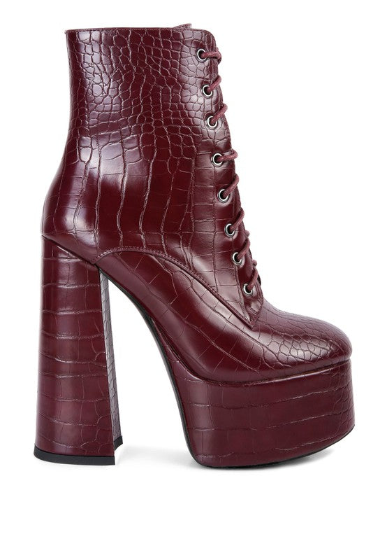 Magdalene Croc High Block Heeled Boot - lolaluxeshop