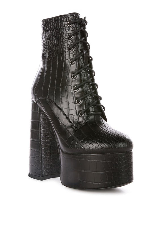 Magdalene Croc High Block Heeled Boot - lolaluxeshop