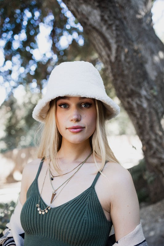 Teddy Suede Combo Reversible Bucket Hat - LOLA LUXE