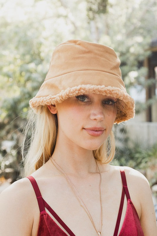 Teddy Suede Combo Reversible Bucket Hat - LOLA LUXE