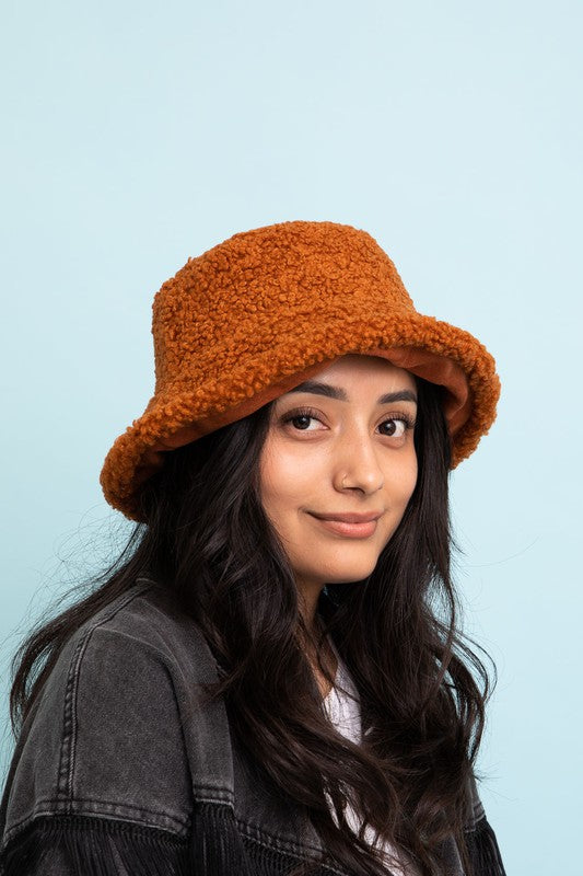 Teddy Suede Combo Reversible Bucket Hat - LOLA LUXE