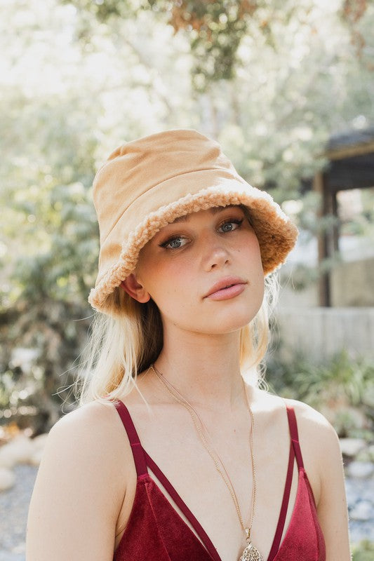 Teddy Suede Combo Reversible Bucket Hat - LOLA LUXE