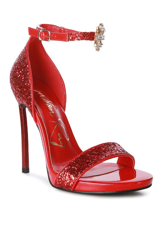 Straight Fire High Heeled Glitter Sandals - lolaluxeshop