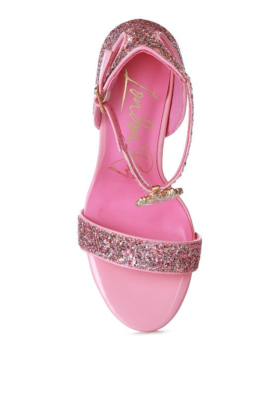 Straight Fire High Heeled Glitter Sandals - lolaluxeshop