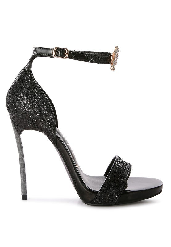 Straight Fire High Heeled Glitter Sandals - lolaluxeshop