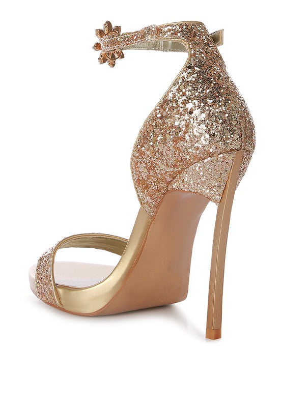 Straight Fire High Heeled Glitter Sandals - lolaluxeshop