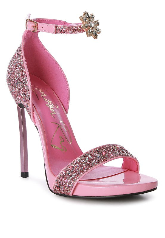 Straight Fire High Heeled Glitter Sandals - lolaluxeshop