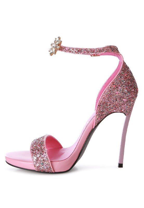 Straight Fire High Heeled Glitter Sandals - lolaluxeshop