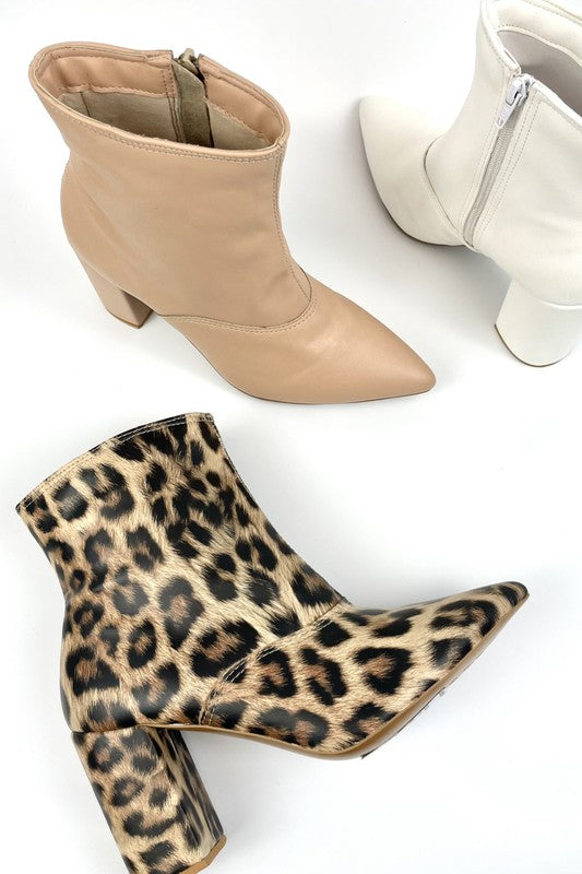 Pointed Toe Bootie with a Block Heel - lolaluxeshop