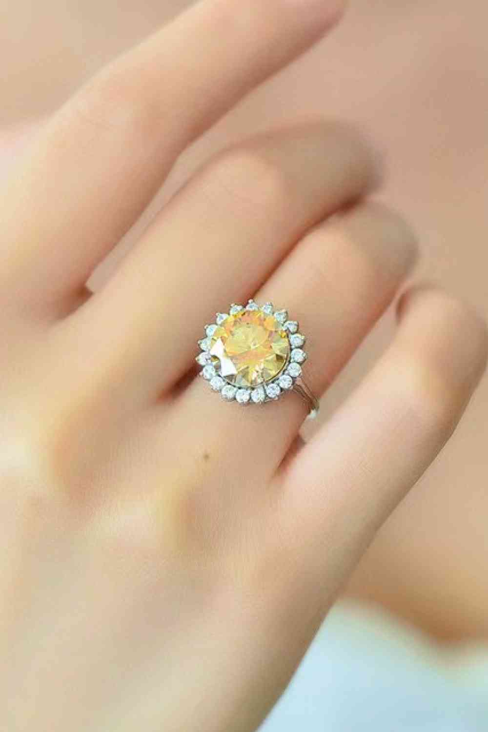 925 Sterling Silver 2 Carat Moissanite Sunflower Ring - lolaluxeshop