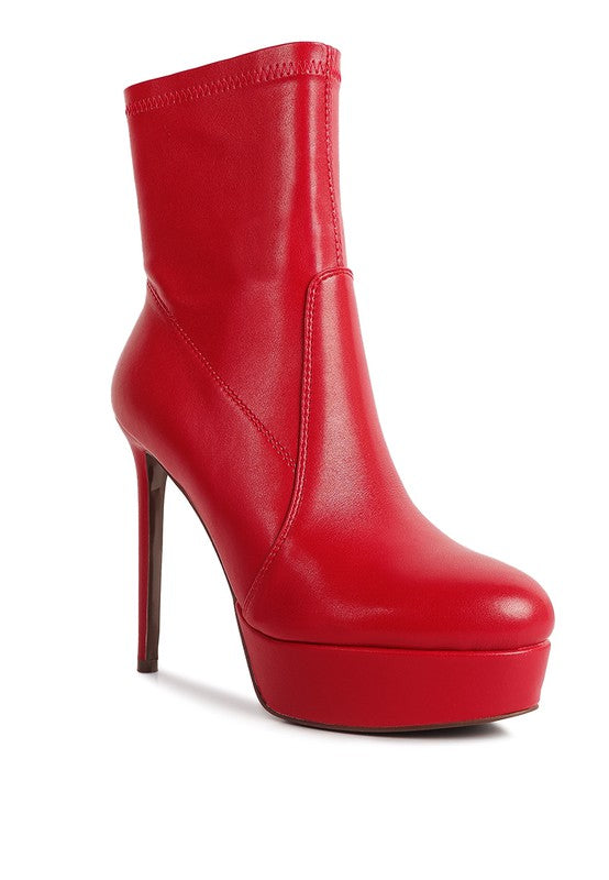 Rossetti Stretch Pu High Heeled Ankle Boot - lolaluxeshop