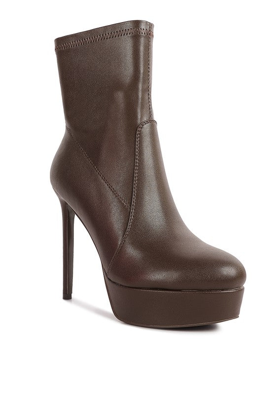 Rossetti Stretch Pu High Heeled Ankle Boot - lolaluxeshop