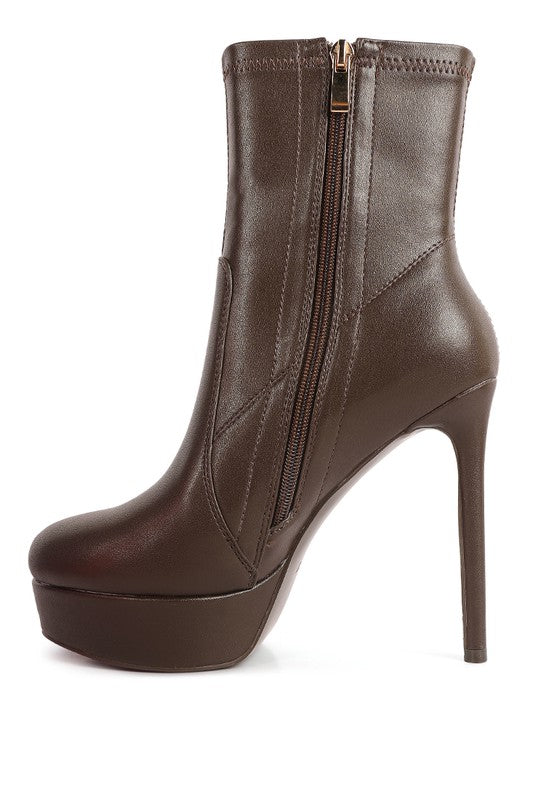 Rossetti Stretch Pu High Heeled Ankle Boot - lolaluxeshop