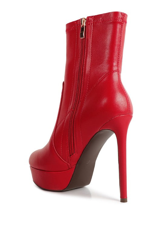 Rossetti Stretch Pu High Heeled Ankle Boot - lolaluxeshop