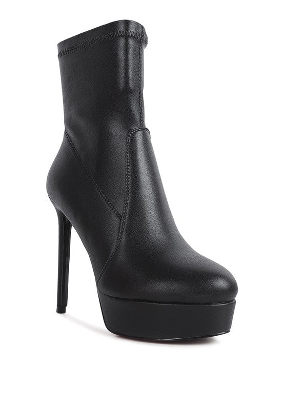 Rossetti Stretch Pu High Heeled Ankle Boot - lolaluxeshop