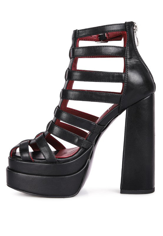 Rielle High Platfrom Cage Bootie Sandal - lolaluxeshop