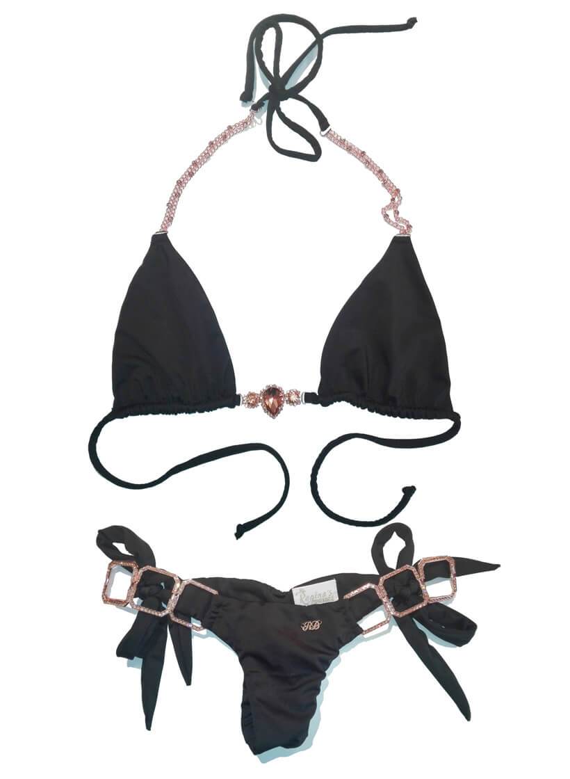 Tessa Triangle Top & Tie Side Bottom - Black - LOLA LUXE