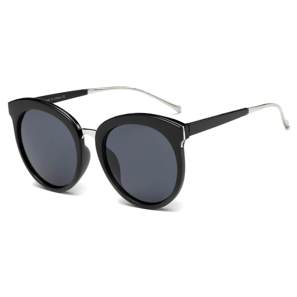 NORTH | Women's Oversized Round Mirrored Lens Horned Rim Sunglasses - lolaluxeshop