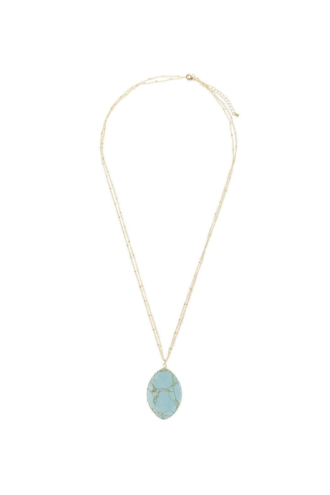 Natural Stone Wrap Oval Pendant Chain Necklace - LOLA LUXE