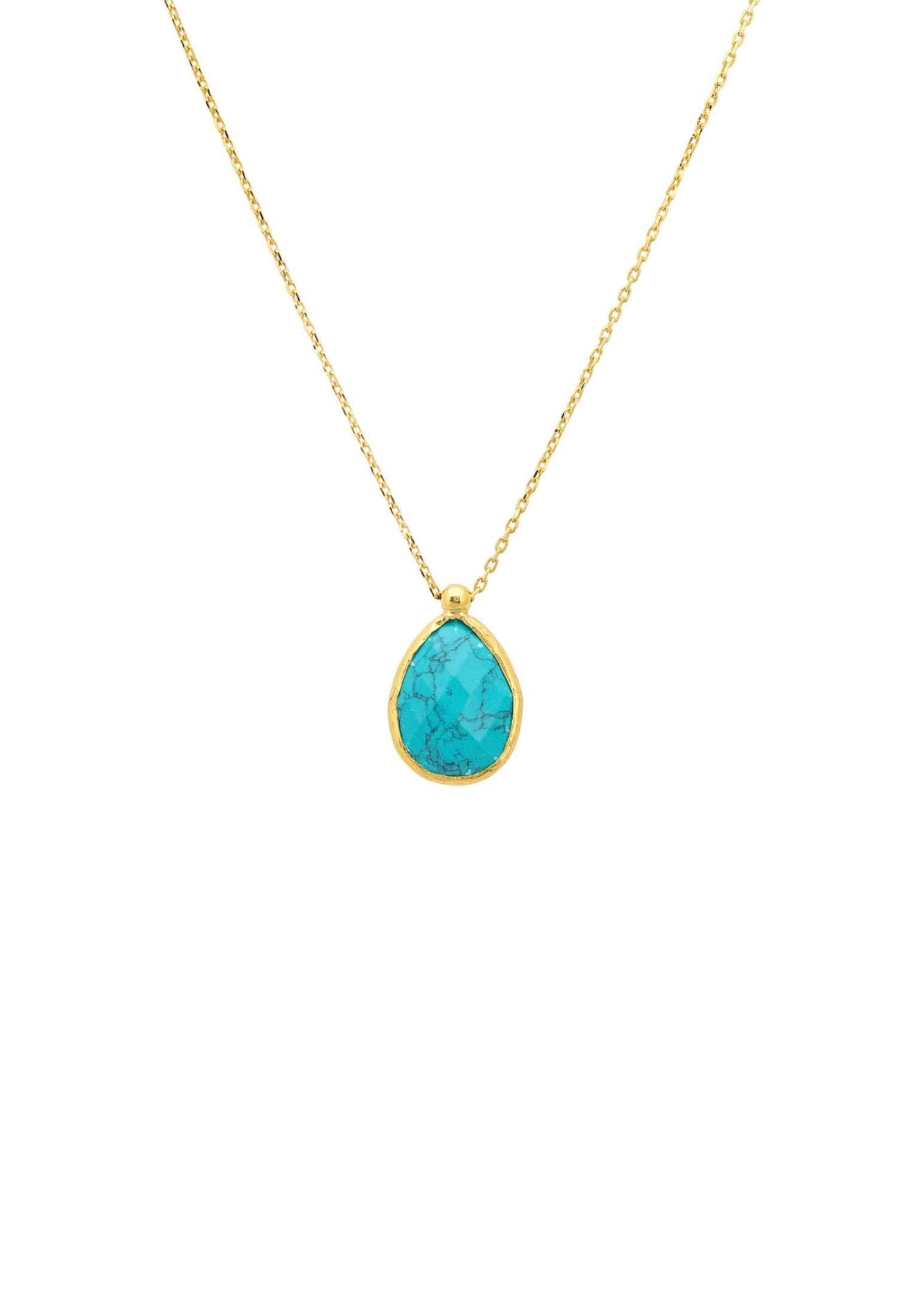 Petite Drop Necklace Gold Arizona Turquoise - lolaluxeshop