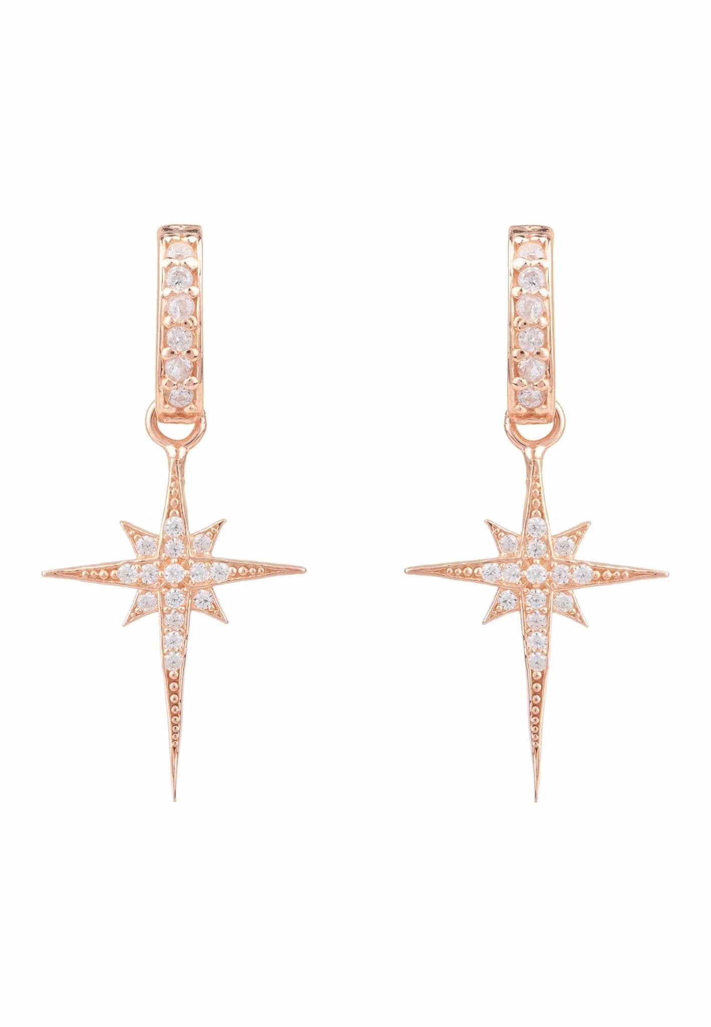 North Star Burst Small Drop Earrings Rosegold - lolaluxeshop