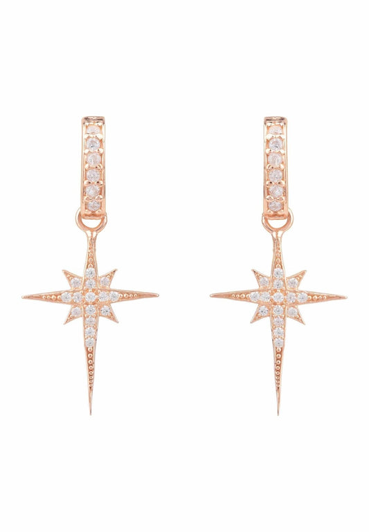 North Star Burst Small Drop Earrings Rosegold - lolaluxeshop