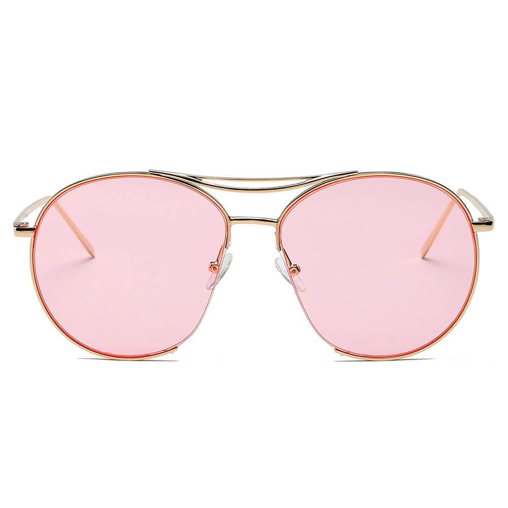 LOUDON | Oversize Tinted Lens Round Aviator Sunglasses - lolaluxeshop