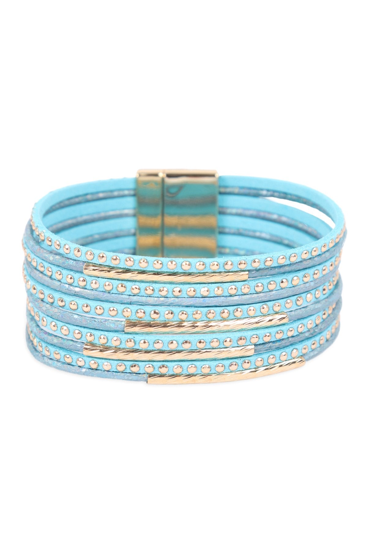 Hdb3067 - Multiline Leather Magnetic Bracelet - LOLA LUXE