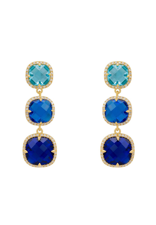 Knightsbridge Earrings Gold Blues - lolaluxeshop