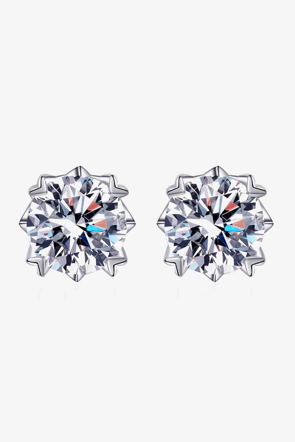 925 Sterling Silver 4 Carat Moissanite Stud Earrings - lolaluxeshop