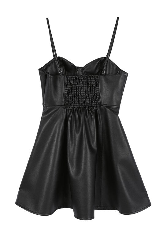 Vegan leather bustier mini dress - LOLA LUXE