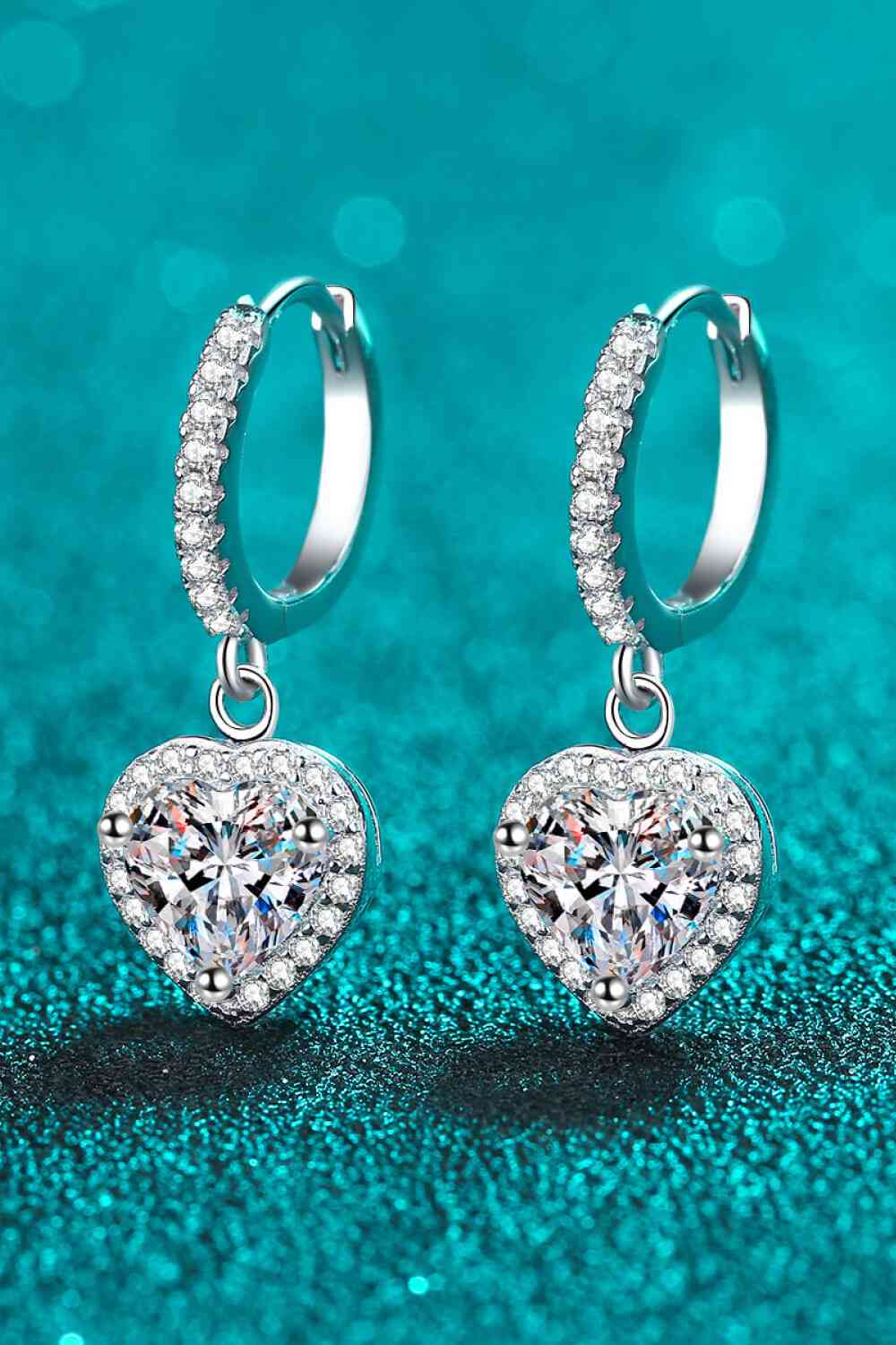 Moissanite Heart-Shaped Drop Earrings - lolaluxeshop