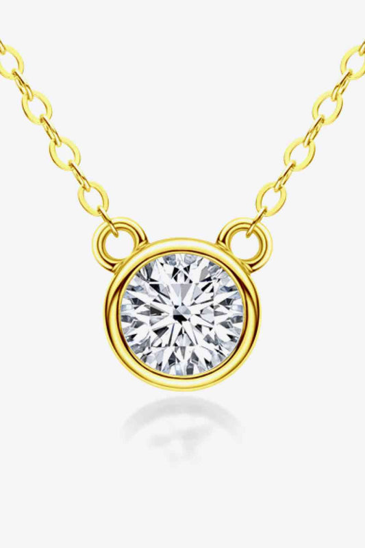 925 Sterling Silver 1 Carat Moissanite Round Pendant Necklace - lolaluxeshop