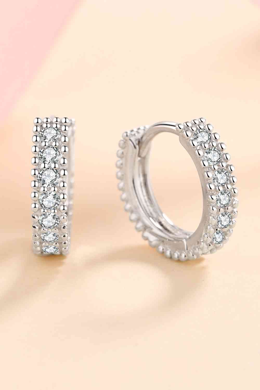 925 Sterling Silver Inlaid Moissanite Huggie Earrings - lolaluxeshop