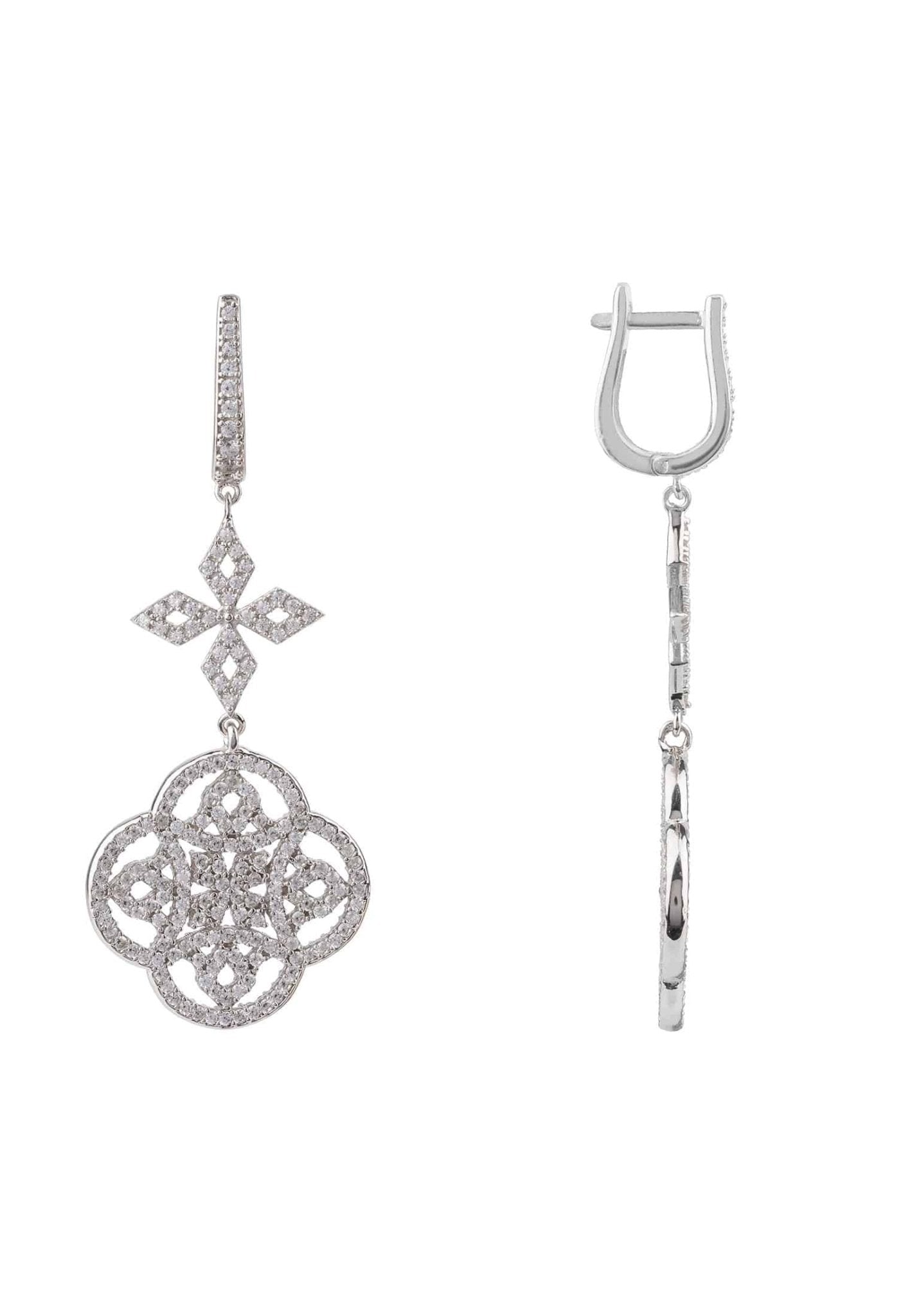 Celtic Knot Clover Drop Earrings Silver - lolaluxeshop